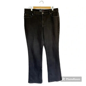 Style & Co Denim Curvy Modern Boot Black Denim with Bedazzled Pockets Size 12